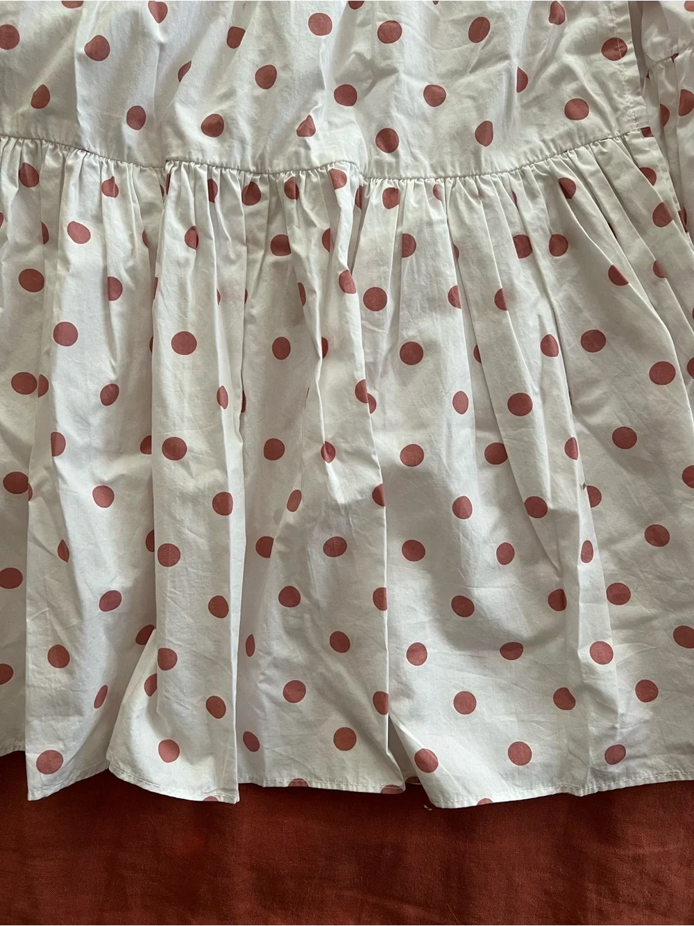 Flowy White Pink Polka Dot Wrap Mini Dress with Puff Sleeves | Size S | Cotton